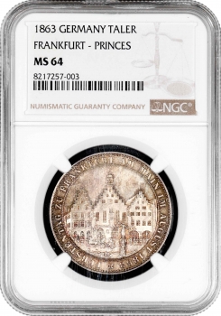 Франкфурт 1 талер 1863 р., NGC MS64, "Збори князів"