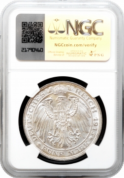 Мекленбург-Шверін 5 марок 1915 р. A, NGC MS63, "100 років Великому Герцогству Мекленбург-Шверін"