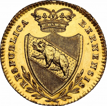 Швейцарские кантоны 1 дуплон 1797 г., NGC UNC Det., "Кантон Берн (1797 - 1850)"