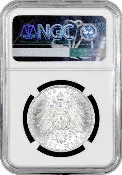 Вюртемберг 3 марки 1909, NGC MS64, "Король Вільгельм II (1891 - 1918)"