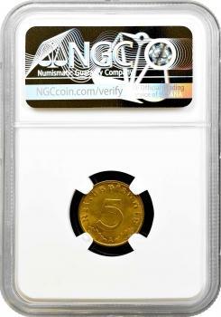 Німеччина - Третій рейх 5 рейхспфеннігів 1936 р. A, NGC MS64, "Нацистська Німеччина (1933 - 1945)"