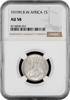 Британська Західна Африка 1 шилінг 1919 р. H, NGC AU58, "Колонія Великобританії (1907 - 1966)"