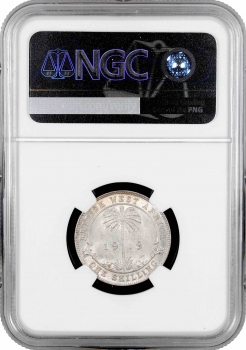 Британська Західна Африка 1 шилінг 1919 р. H, NGC AU58, "Колонія Великобританії (1907 - 1966)"