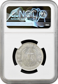 Німеччина - Третій рейх 5 рейхсмарок 1934 F, NGC MS63, "Гарнізонна церква в Потсдамі"