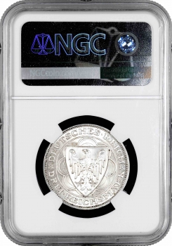 Веймарська Республіка 3 рейхсмарки 1927 р. A, NGC MS66, "100 років Бремерхафену"