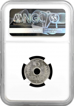 Німецька Східна Африка 5 гелерів 1913 J, NGC MS63, "Рупія (1904 - 1916)"