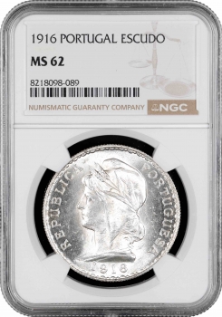 Португалія 1 ескудо 1916, NGC MS62, "Португальська Республіка (1911 - 1969)"