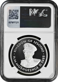 Лесото 10 малоти 1985 г., NGC PF69 UC, "ООН - Десятилетие женщин"