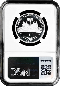 Гаити 5 гурдов 1971 г. IC, NGC PF68 UC, "Гаитянский рай"