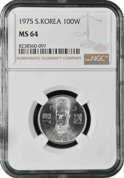 Южная Корея 100 вон 1974 г., NGC MS64, "Республика Корея (1966 - 1982)"