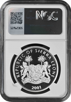 Сьерра-Леоне 10 леоне 2001 г., NGC PF69 UC, "Большая пятерка - Лев'' Top Pop 1/0