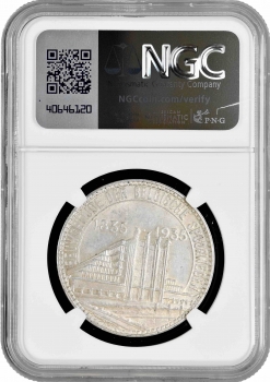 Бельгия 50 франков 1935 г. Flemish - Pos. A, NGC MS62, "100 лет железным дорогам Бельгии" KM# 107.2