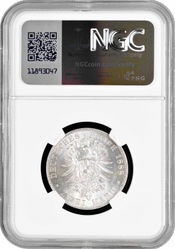 Пруссия 2 марки 1888 г., NGC MS61, "Король Фридрих III (03.1888 - 06.1888)"