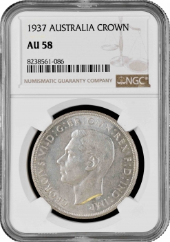 Австралия 1 крона 1937 г., NGC AU58, "Король Георг VI (1937 - 1952)"