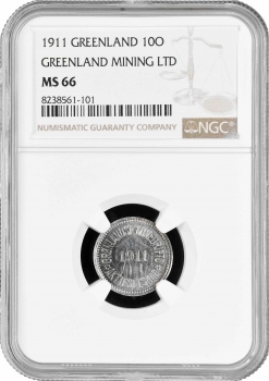 Гренландия 10 эре 1911 г., NGC MS66, "Медный рудник Йошва (Иннациак)" Top Pop 1/0