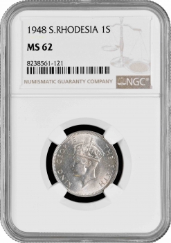 Южная Родезия 1 шиллинг 1948 г., NGC MS62, "Колония Великобритании (1932 - 1955)"