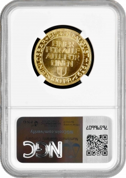 Швейцария 100 франков 1939 г. B, NGC MS65, "Стрелковый фестиваль во Люцерне"