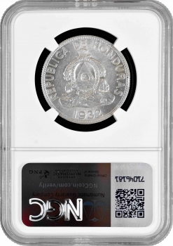 Гондурас 1 лемпира 1932 г., NGC AU58, "Республика Гондурас (1931 - 2019)"