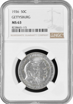 США 50 центов 1936 г., NGC MS63, "75 лет Битве при Геттисберге"