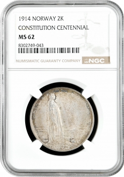 Норвегія 2 крони 1914 р., NGC MS62, "100 років Конституції Норвегії"