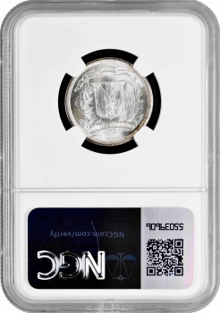 Доминикана 25 сентаво 1952 г., NGC MS63, "Доминиканская Республика (1937 - 2023)"