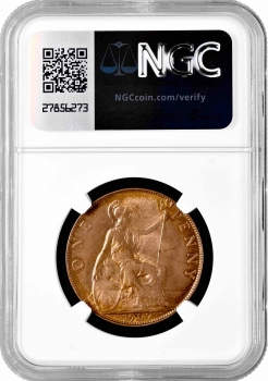 Великобритания 1 пенни 1907 г., NGC MS64 RB, "Король Эдуард VII (1902 - 1910)"