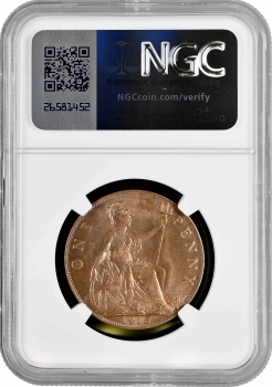 Великобритания 1 пенни 1915 г., NGC MS64 RD, "Король Георг V (1910 - 1936)"