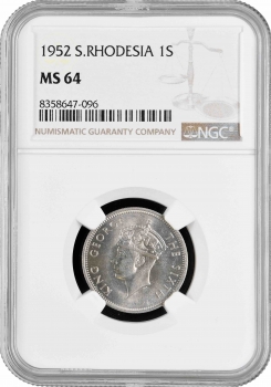 Южная Родезия 1 шиллинг 1952 г., NGC MS64, "Колония Великобритании (1932 - 1955)"