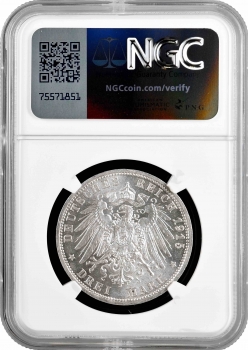 Брауншвейг-Вольфенбюттель 3 марки 1915 г., NGC MS63, "Свадьба и вступление на престол Эрнста Августа"