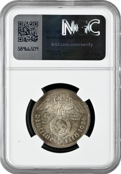 Німеччина - Третій Рейх 5 рейхсмарок 1936 A, NGC MS65, "Нацистська Німеччина (1933 - 1945)" Top Pop