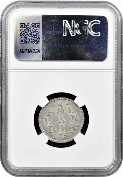 Нидерланды (Голландия) 1 дуит 1757 г., NGC MS64, "Голландская Республика (1701 - 1794)" Pop 1/1