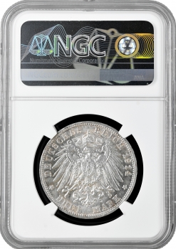 Вюртемберг 3 марки 1914 F, NGC MS64, "Король Вільгельм II (1891 - 1918)"