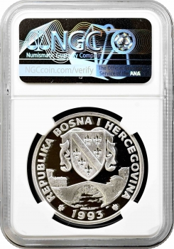 Боснія та Герцеговина 750 динарів 1993 р., NGC PF69 UC, "Тиранозавр Рекс" Top Pop