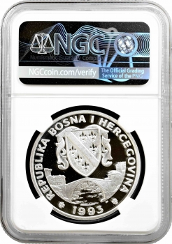 Боснія та Герцеговина 750 динарів 1993 р., NGC PF69 UC, "Зберегти планету Земля - ​​Бронтозавр"