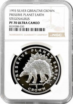 Гібралтар 1 крона 1993, NGC PF70 UC, "Збережемо планету Земля - ​​Стегозавр" Top Pop