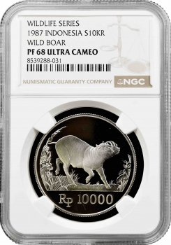 Індонезія 10000 рупій 1987 р., NGC PF68 UC, "Бабіруса"