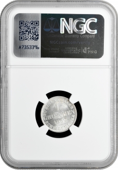 Ганновер 1 грош 1859 г. B, NGC MS64, "Король Георг V (1851 - 1866)"