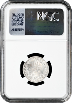 Бремен 12 гротенов 1860 г., NGC MS65, "Вольный ганзейский город Бремен (1806 - 1871)" Top Pop