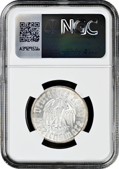 Германия - Третий рейх 5 рейхсмарок 1933 г. D, NGC MS63, "450 лет со дня рождения Мартина Лютера"