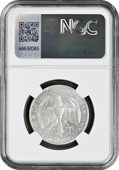 Веймарская Республика 3 рейхсмарки 1929 г. A, NGC MS62, "Объединение Вальдека и Пруссии"