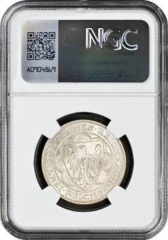 Веймарская Республика 3 рейхсмарки 1931 г. A, NGC MS63, "300-я годовщина разорения Магдебурга"