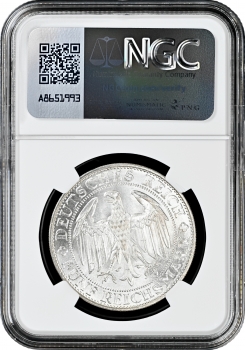 Веймарская Республика 5 рейхсмарок 1929 г. E, NGC MS63, "1000 лет Мейсену"