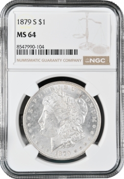 США 1 доллар 1879 г. S, NGC MS64, "Доллар Моргана"