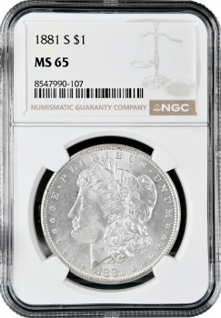 США 1 доллар 1881 г. S, NGC MS65, "Доллар Моргана"