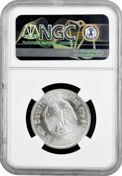 Германия - Третий рейх 5 рейхсмарок 1934 г. F, NGC MS64, "Фридрих Шиллер"