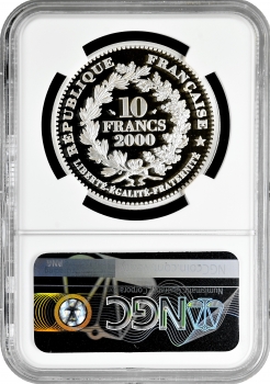 Франція 10 франків 2000 р., NGC PF70 UC, "Маріанна /Жуль-Клеман Шаплен/" Top Pop