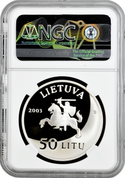 Литва 50 лит 2003 г. LMK, NGC PF69 UC, "XXVIII летние Олимпийские Игры, Афины"
