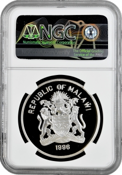 Малаві 20 квач 1996 р., NGC PF68 UC, "Вимираючі види - Слон"