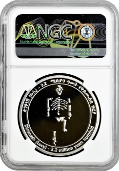Ефіопія 20 бирів EE 2000 (2008 р.), NGC PF69 UC, "Нове ефіопське тисячоліття - Люсі /скелет/"
