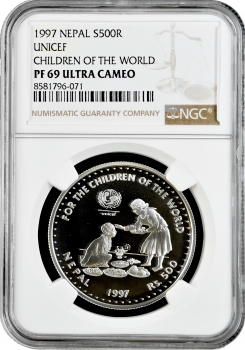 Непал 500 рупій BS 2053 (1997 р.), NGC PF69 UC, "ЮНІСЕФ - Діти світу"